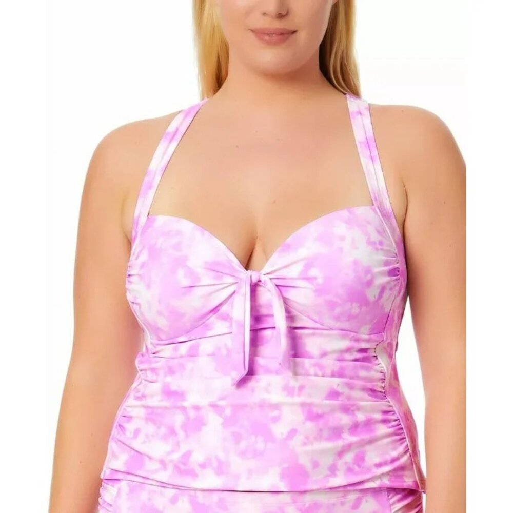 California Waves Tie-Dye Tankini Top Sunkissed Sunrise Lavender 2X(20/22)